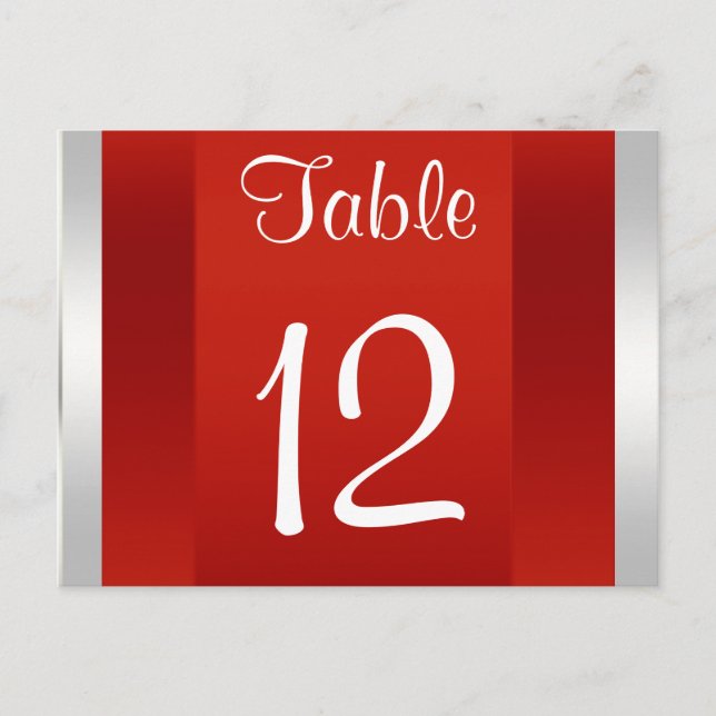 NYC Skyline BW 05 White Red Table Number Card (Front)