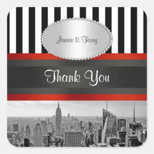 NYC Skyline BW ESB Black White Stripe P Favour Tag