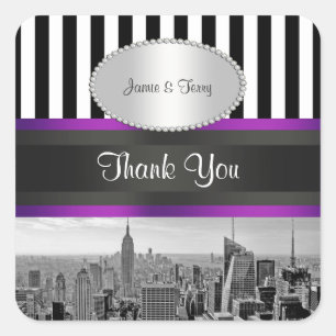 NYC Skyline BW ESB Blk Wht Strp Purpl P Favour Tag
