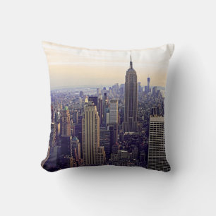 NYC skyline Empire State Bldg, WTC 4 Throw Pillow