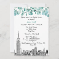 NYC Skyline ESB Etch Eucalyptus Bridal Shower