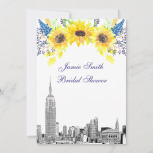 NYC Skyline ESB Etch Sunflower #2 Bridal Shower Invitation