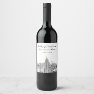 NYC Skyline ESB Top of the Rock Etched Wine Label
