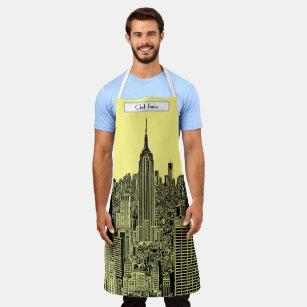 NYC Skyline ESB Top of the Rock Etched Yellow BG Apron