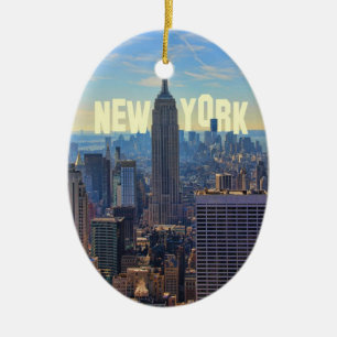 NYC Skyline ESB, World Trade 2C Ceramic Ornament