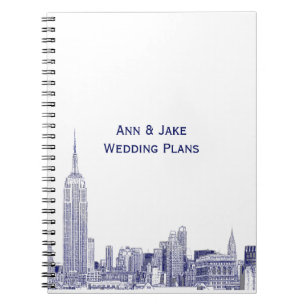 NYC Skyline Etched 01 Blue Notebook