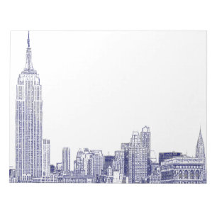 NYC Skyline Etched 01 Blue Notepad