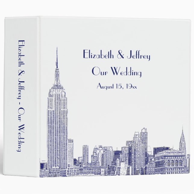 NYC Skyline Etched 01 Wedding Binder (Front/Spine)
