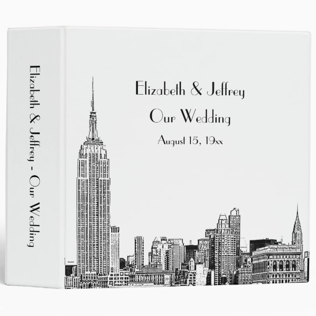 NYC Skyline Etched 01 Wedding Binder (Front/Spine)