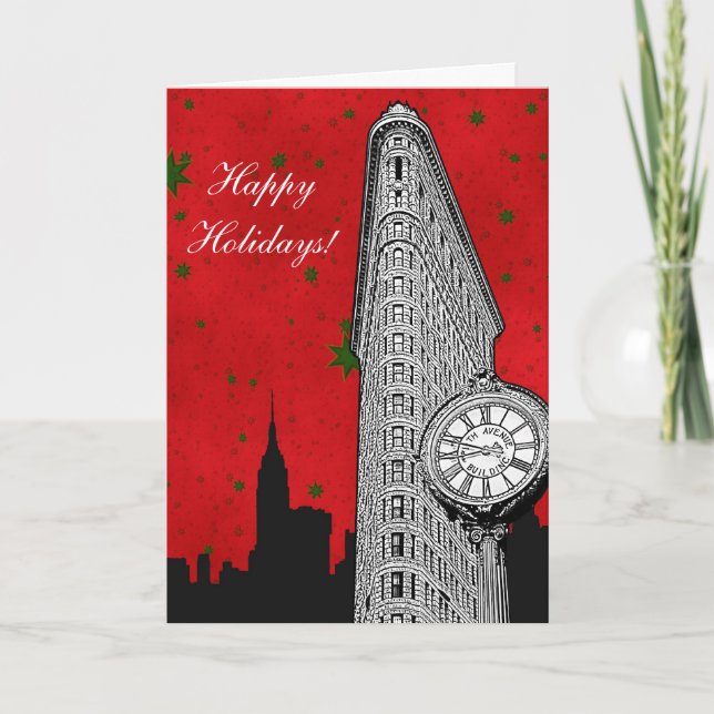 NYC Skyline Etched Flatiron 2 Christmas Holiday (Front)