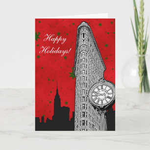 NYC Skyline Etched Flatiron 2 Christmas Holiday Card