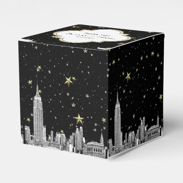 NYC Skyline Etched Starry DIY BG Colour Favor Box (Front Side)