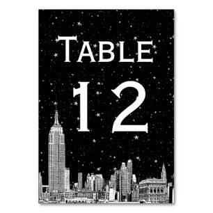 NYC Skyline Etched Starry DIY BG Table Number