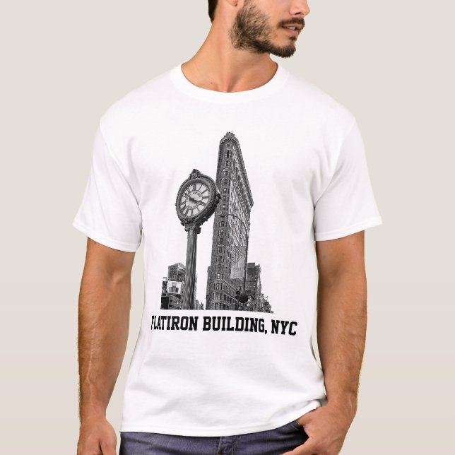 NYC Skyline: Flatiron Building & Clock T-Shirt (Front)