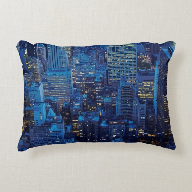 NYC Skyline, high angle view at dusk Decorative Pillow (Front)
