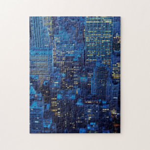 NYC Skyline, high angle view at dusk Jigsaw Puzzle