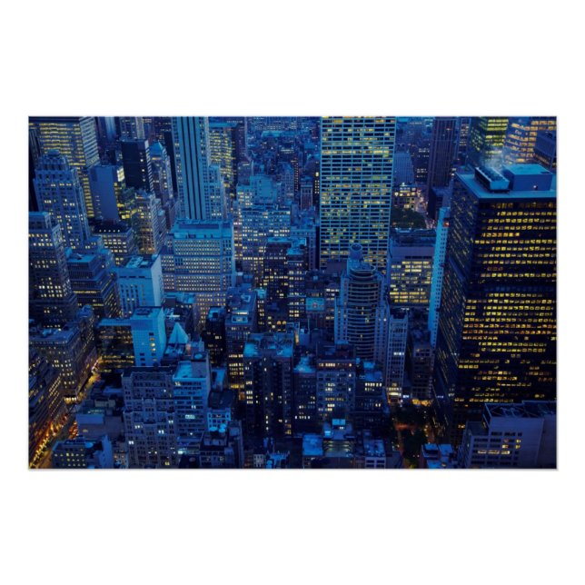 NYC Skyline, high angle view at dusk Poster (Front)