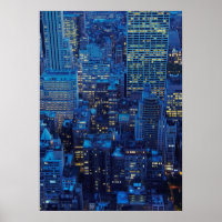 NYC Skyline, high angle view at dusk