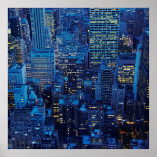 NYC Skyline, high angle view at dusk Poster