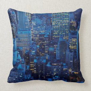 NYC Skyline, high angle view at dusk Throw Pillow