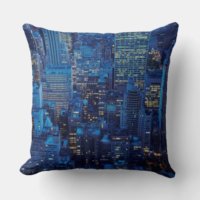 NYC Skyline, high angle view at dusk Throw Pillow (Front)