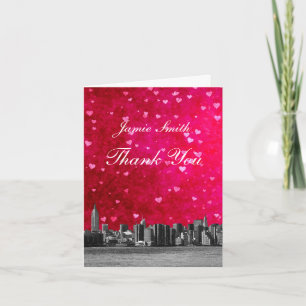 NYC Skyline Hot Rose Red Heart Merci