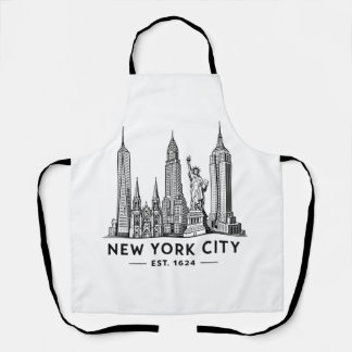 NYC Skyline Illustration with Statue of Liberty Apron