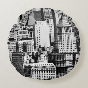 NYC Skyline IX Round Pillow