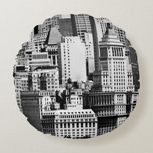 NYC Skyline IX Round Pillow (Front)