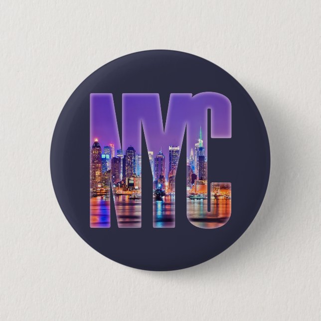NYC Skyline (Light) 2 Inch Round Button (Front)