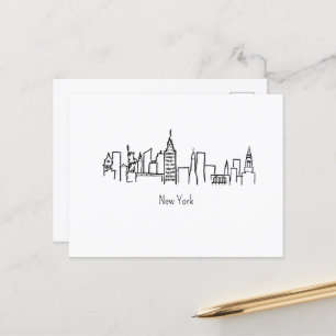 NYC Skyline New York Illustration Postcard