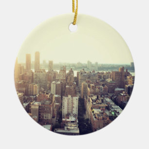 NYC Skyline Photo Ceramic Ornament