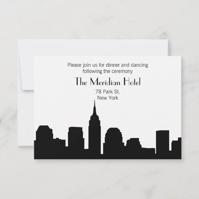 NYC Skyline Recption Card - Black (Front)