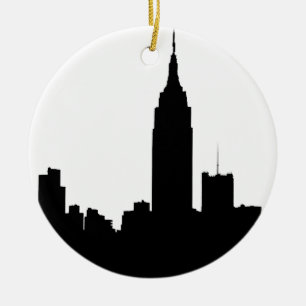 NYC Skyline Silhouette, Emp St Bldg #1 Ceramic Ornament