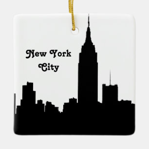 NYC Skyline Silhouette, Emp State Bldg #1 T Ceramic Ornament