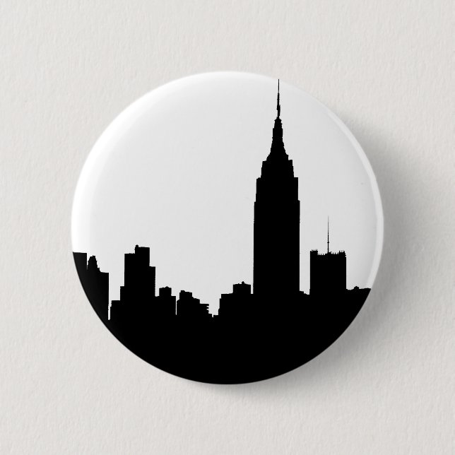 NYC Skyline Silhouette, Empire State Bldg #1 2 Inch Round Button (Front)