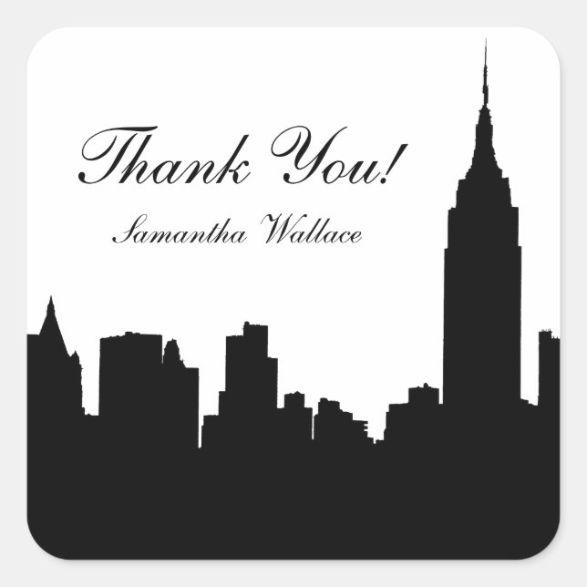 NYC Skyline Silhouette, Empire State Bldg #1 Square Sticker (Front)