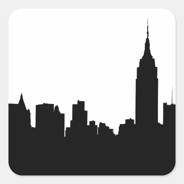 NYC Skyline Silhouette, Empire State Bldg #1 Square Sticker (Front)