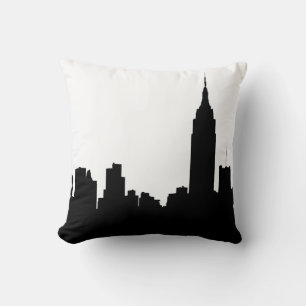NYC Skyline Silhouette, Empire State Bldg #1 Throw Pillow