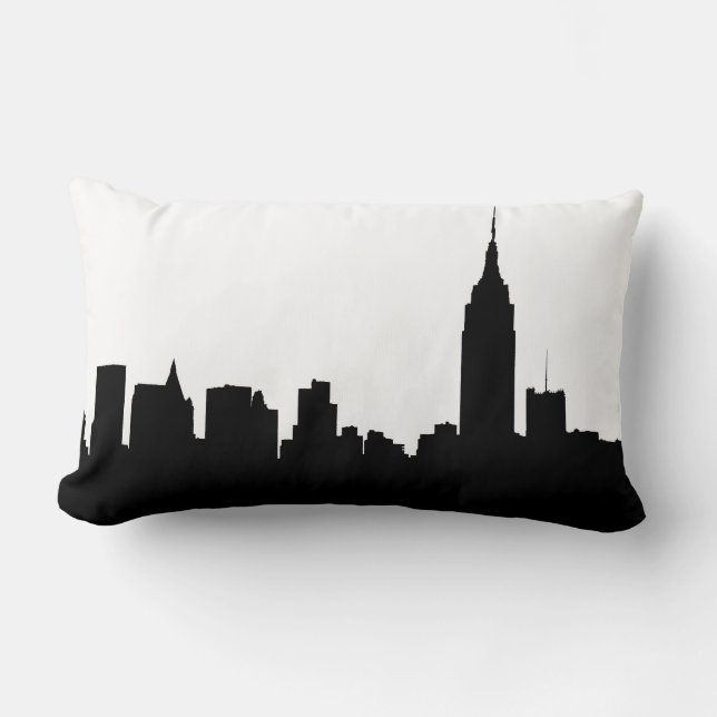 NYC Skyline Silhouette, ESB #1 Lumbar Pillow (Front)
