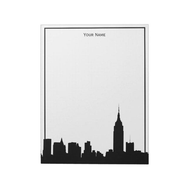 NYC Skyline Silhouette Framed Notepad (Rotated)