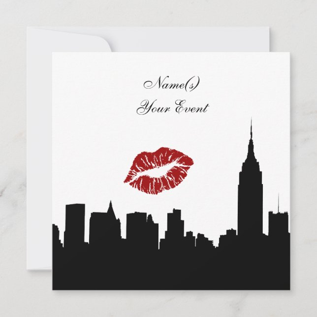 NYC Skyline Silhouette Kiss ESB #1 Invitation du p (Devant)