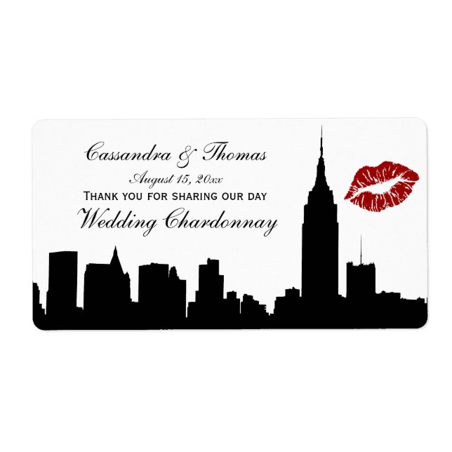 NYC Skyline Silhouette, Kiss ESB #1H BW Wine Label (Front)