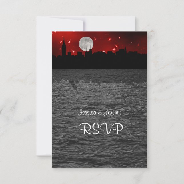 NYC Skyline Silhouette Lune Rouge RSVP 1 (Devant)