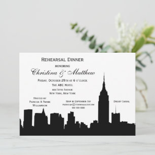 NYC Skyline Silhouette Rehearsal Dinner Invitation