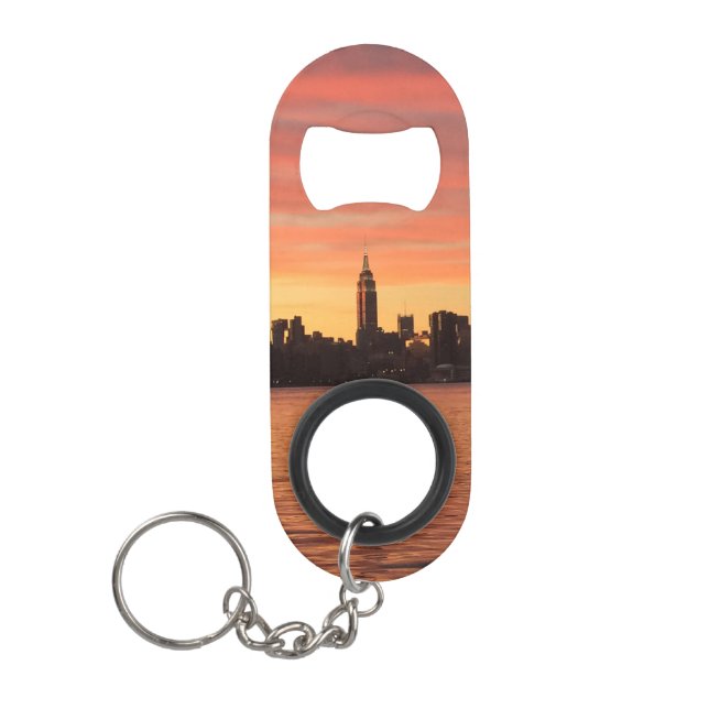 NYC Skyline Sunset Mini Bottle Opener (Front)
