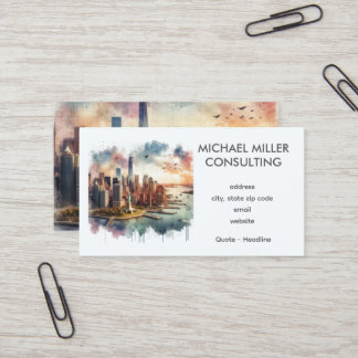NYC Skyline Watercolor Consulting  Business Card