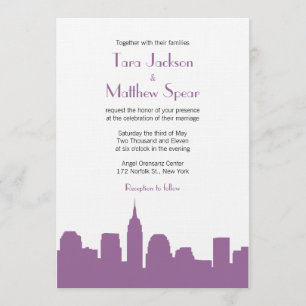 NYC Skyline Wedding Invitation - Purple
