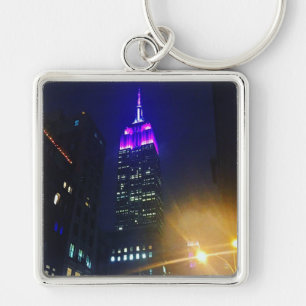 NYC Skyscraper Purple Empire State Building Night Keychain