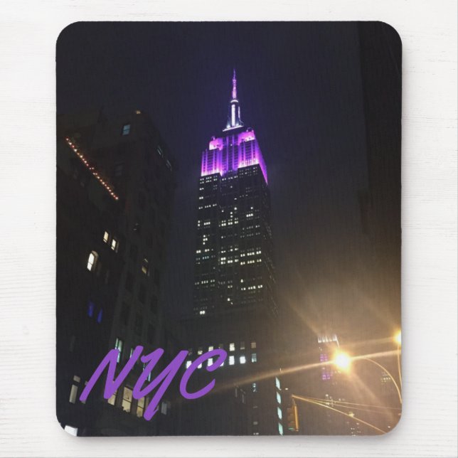 NYC Skyscraper Purple Empire State Building Night Mouse Pad (Front)